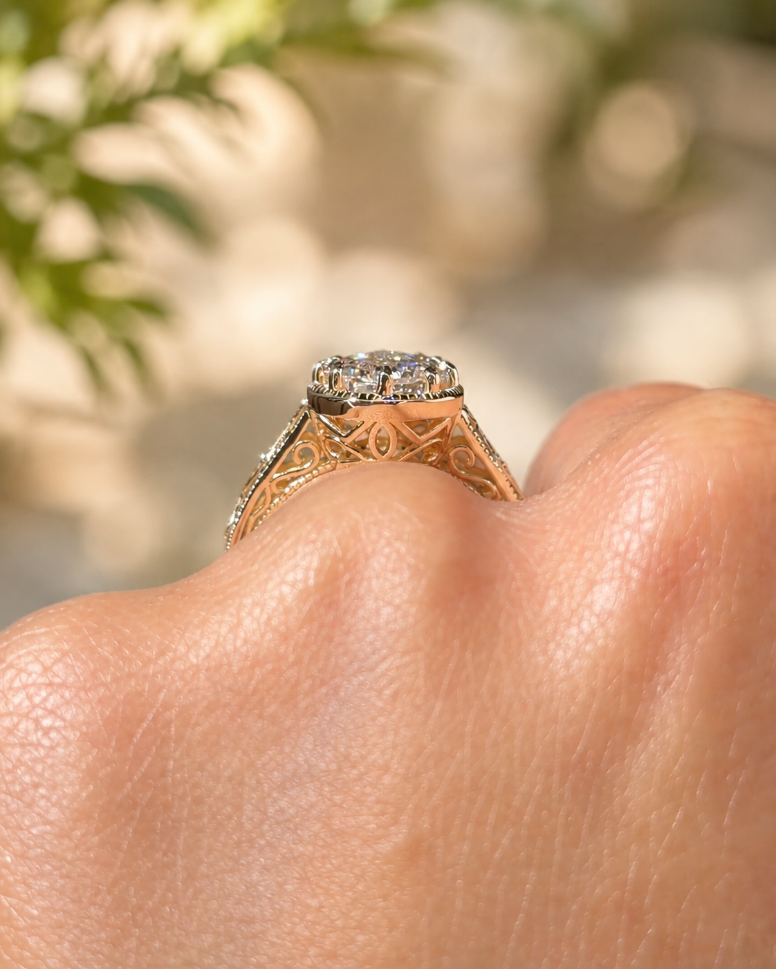 Pear Step Cut Lab Grown Diamond Engagement Ring Vintage Milgrain 14K Yellow Gold IGI Certified 2.84 Carat