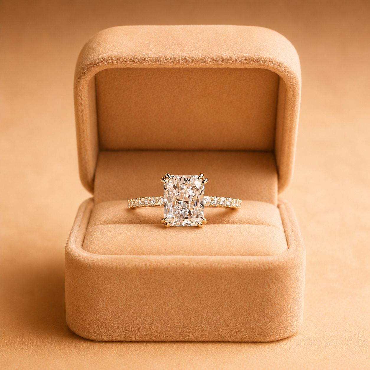 1.5 Carat Radiant Lab Grown Diamond Engagement Ring – Hidden Halo 14K Gold