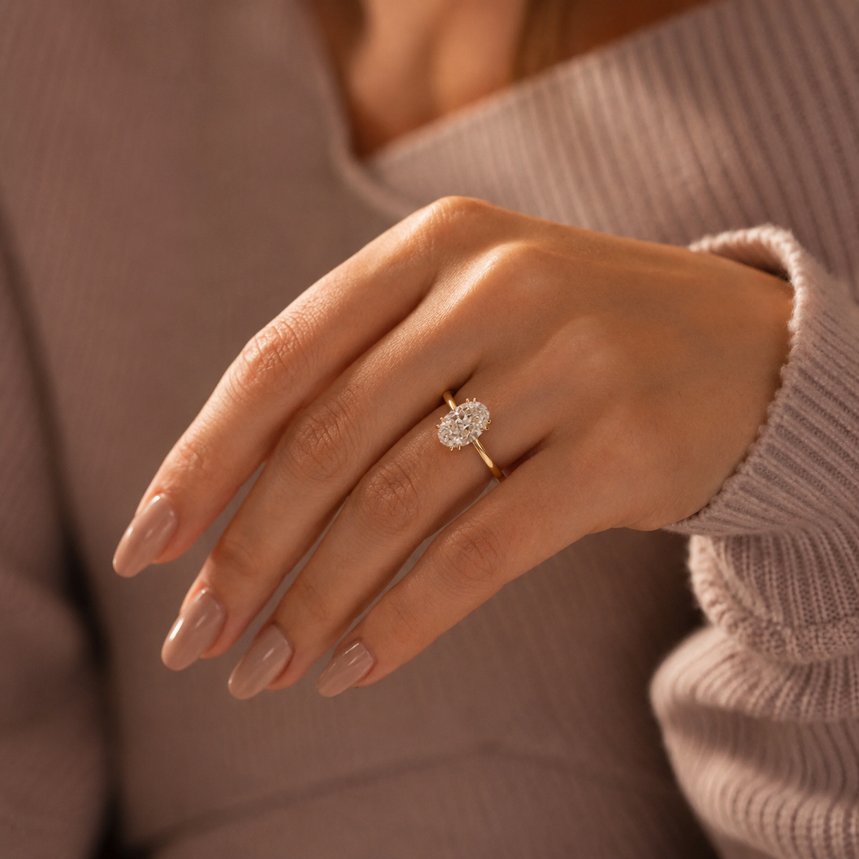 Oval Lab Grown Diamond Engagement Ring Double Claw Solitaire 14K White Gold – IGI Certified 2 Carat