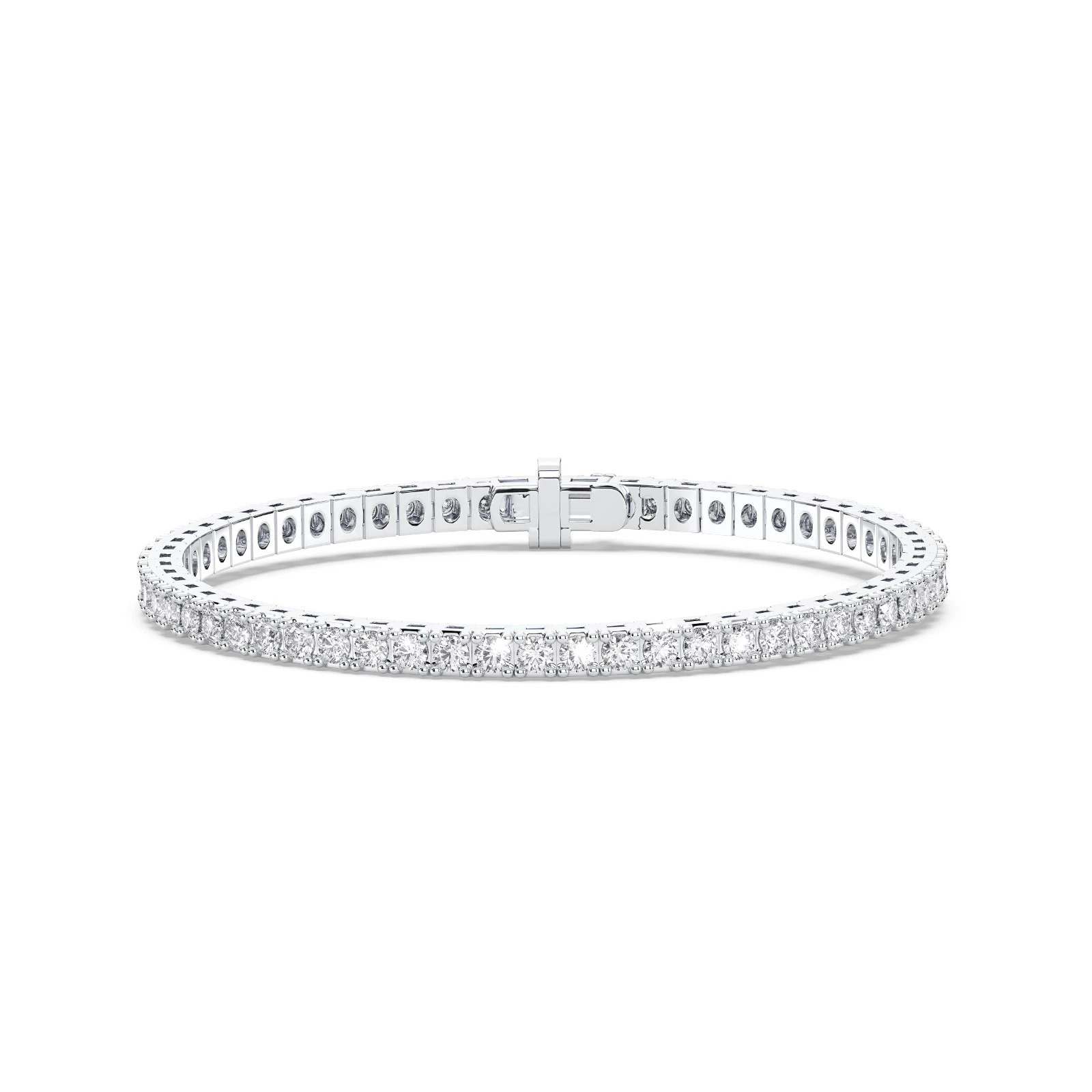 Round Lab Grown Diamond Tennis Bracelet – Four-Prong 14K White or Yellow Gold