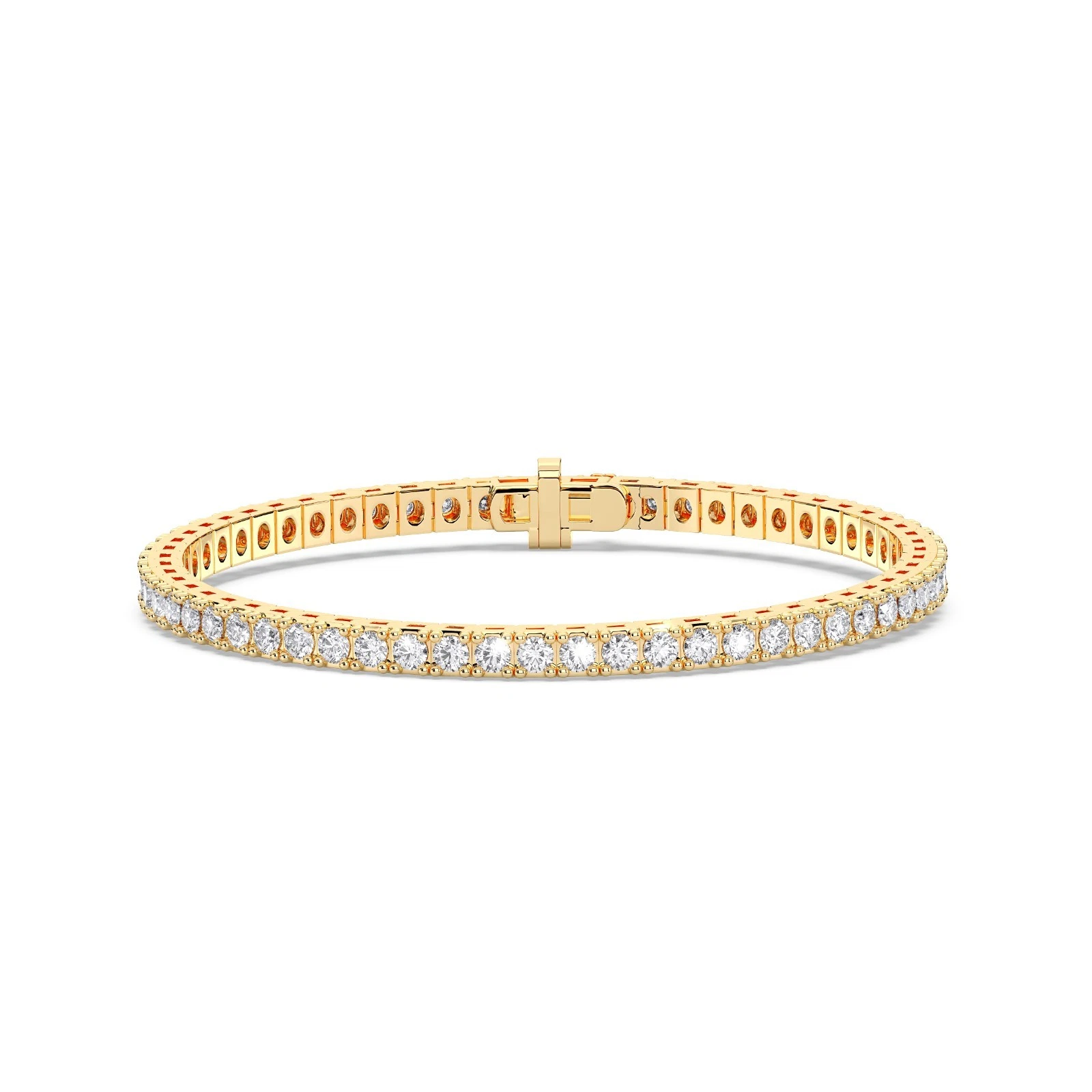 Round Lab Grown Diamond Tennis Bracelet – Four-Prong 14K White or Yellow Gold