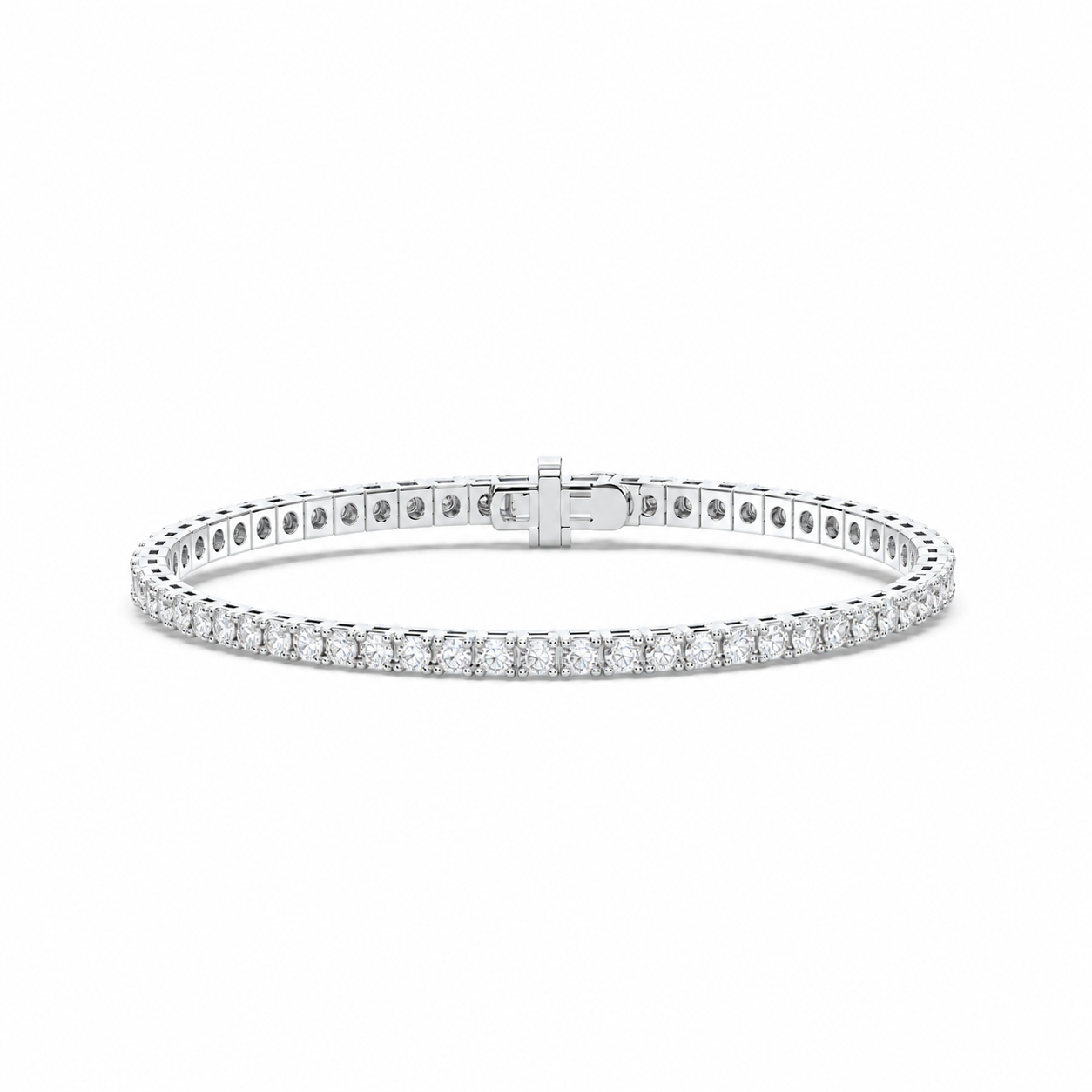 Round Lab Grown Diamond Tennis Bracelet – Four-Prong 14K White or Yellow Gold