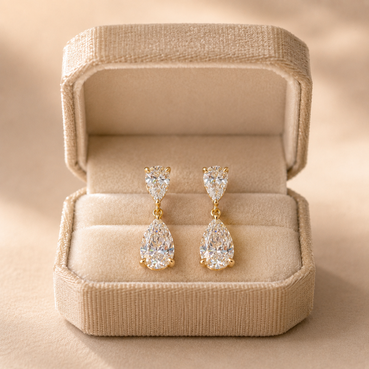 4.11 Ctw Pear Lab Grown Diamond Drop Earrings in 14K Yellow Gold