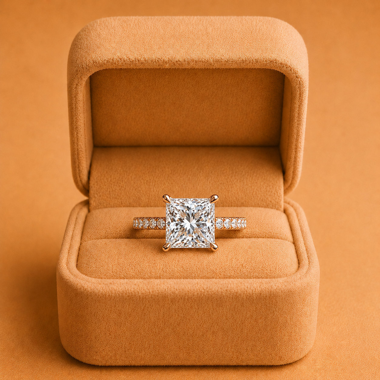 2.56Ct Princess Lab Grown Diamond Hidden Halo Ring – 14K Gold IGI