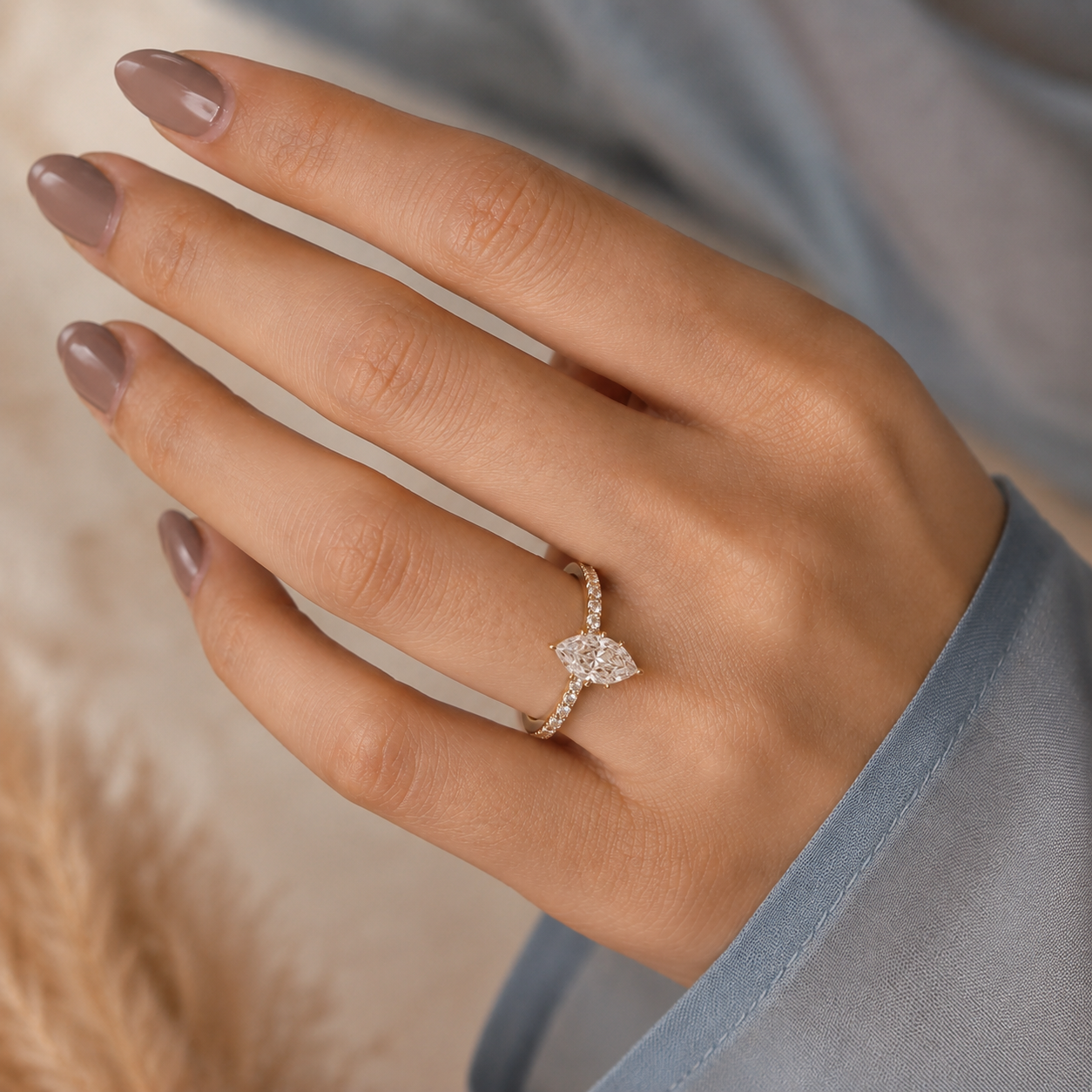 Marquise Lab Grown Diamond Engagement Ring Hidden Halo Cathedral Platinum IGI Certified 2 Carat E VVS2