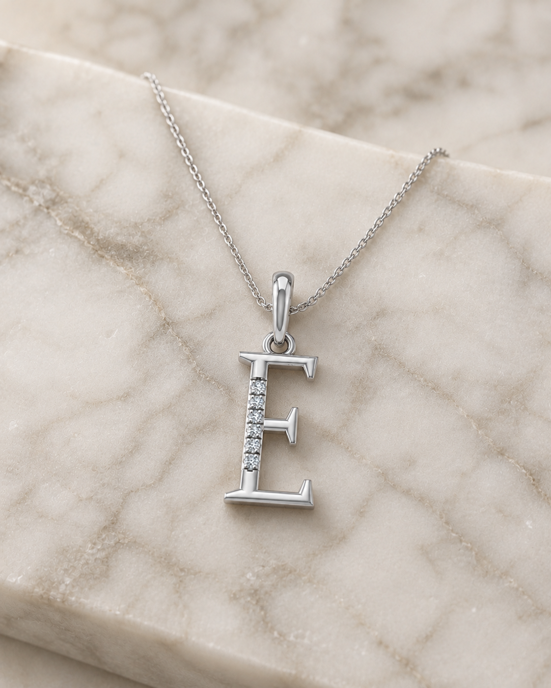 Letter E Lab Grown Diamond Initial Pendant Necklace Alphabet Charm IGI Certified for Her