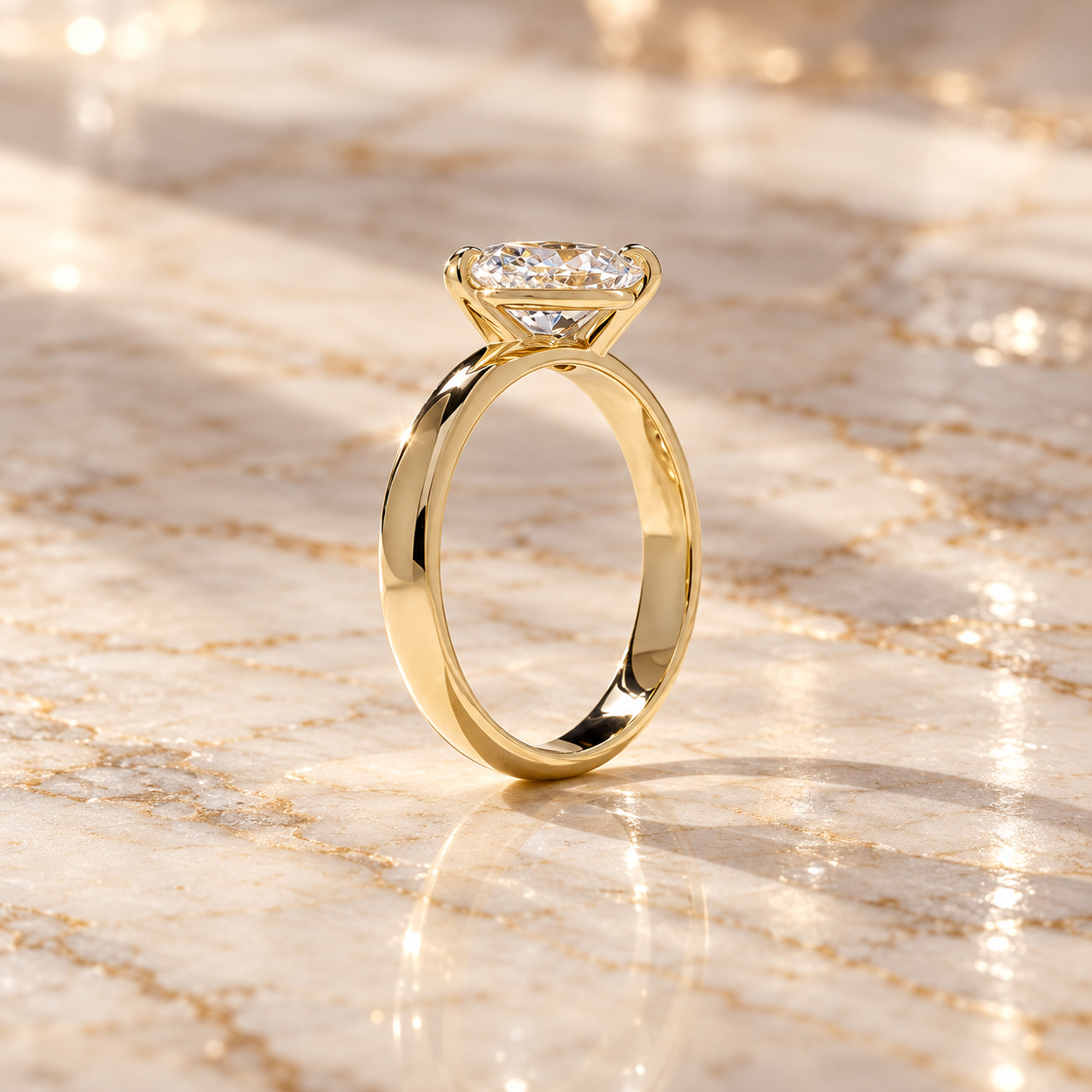 Pear Lab Grown Diamond Engagement Ring, East West Solitaire 14K Yellow Gold IGI Certified
