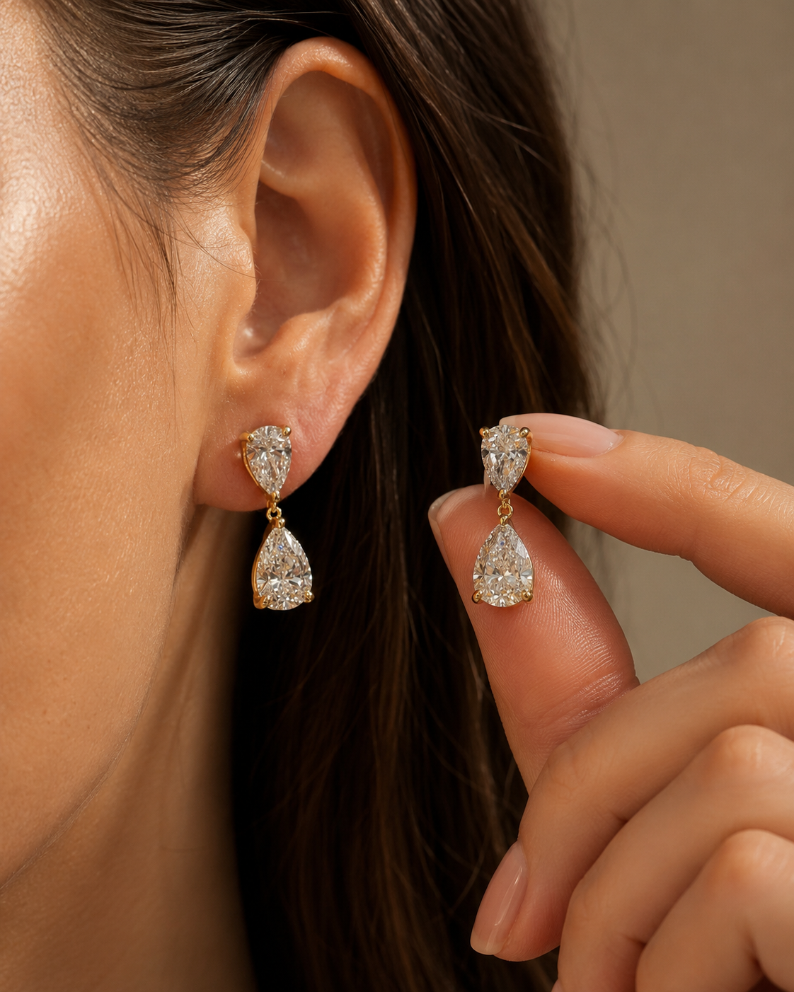 4.11 Ctw Pear Lab Grown Diamond Drop Earrings in 14K Yellow Gold