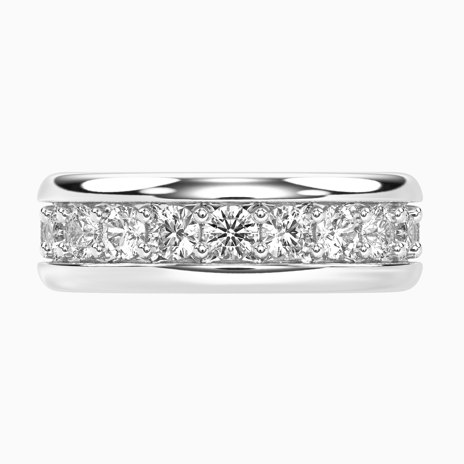 4.20 Carat Round Lab Diamond Pave Set Eternity Mens Wedding band - 14K Gold render