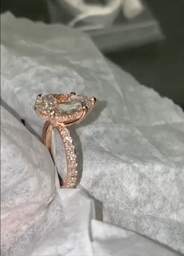5 Carat Pear Cut Diamond Engagement Ring with Hidden Halo 14K Gold final