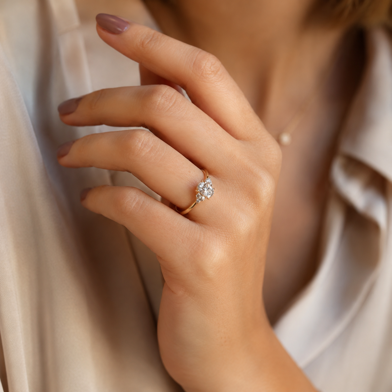 Oval Lab Grown Diamond Engagement Ring  7 Stone Cluster 14K Yellow Gold  IGI Certified 2 Carat E VVS2