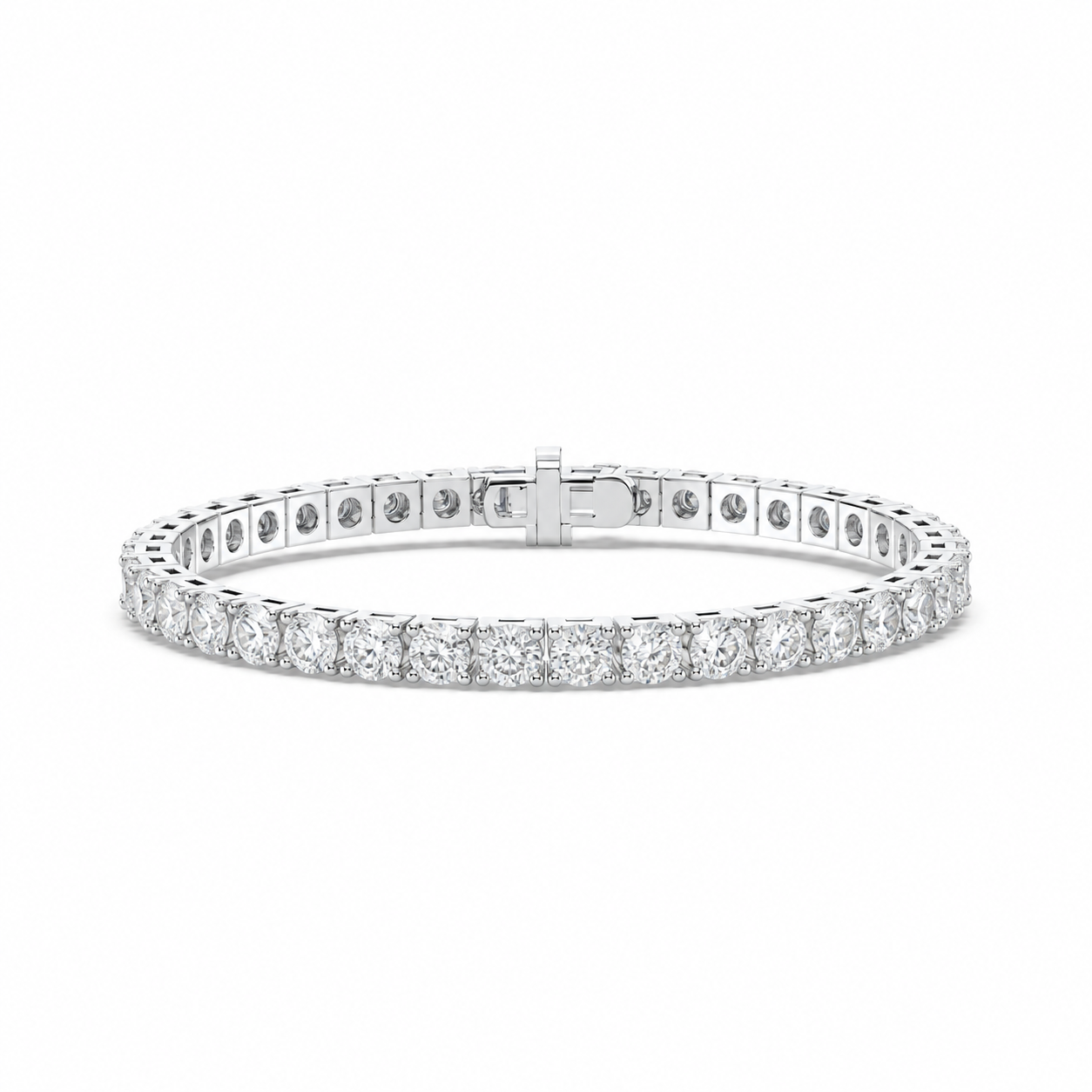 Round Lab Grown Diamond Tennis Bracelet – Four-Prong 14K White or Yellow Gold