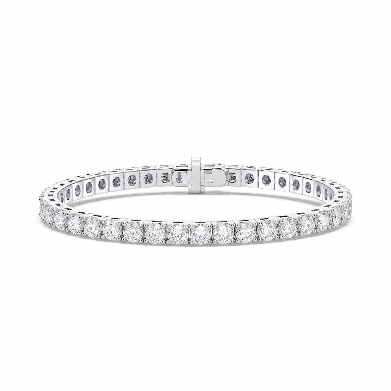 Round Lab Grown Diamond Tennis Bracelet – Four-Prong 14K White or Yellow Gold