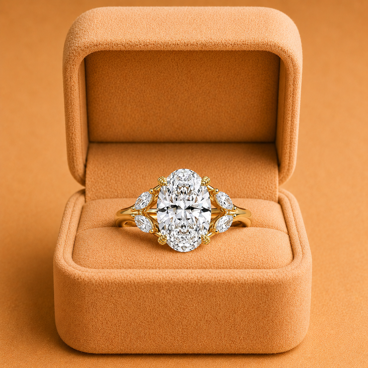 3.40ct Oval Lab Grown Diamond Engagement Ring – 14K Gold IGI Certified