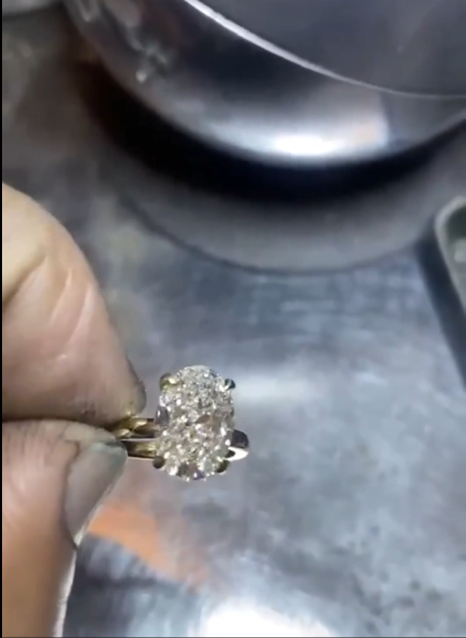 2.43 Carat Oval Lab Diamond Solitaire Engagement Ring – IGI Certified – Hidden Halo – Plain Band - 14K Gold final