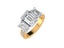 5.05 Carat Emerald Cut Lab Diamond Pave Set Three Stone Engagement Ring - 14K Yellow Gold