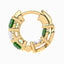 4.9 mm Round Created Emerald & 2 ctw Lab Diamond Huggie Hoop Earrings – 14K Yellow Gold