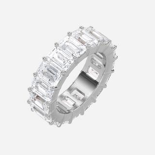8.50 Carat Emerald Cut Lab Diamond Eternity Ring – 14K – 50 Pointer Each Stone