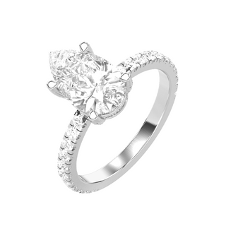 3.91 Carat Pear Lab Diamond Engagement Ring – IGI Certified – Hidden Halo – 14K Gold