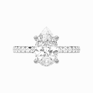 3.91 Carat Pear Lab Diamond Engagement Ring – IGI Certified – Hidden Halo – 14K Gold