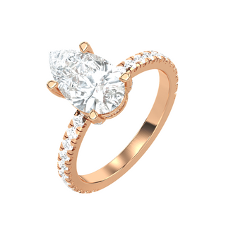 3.91 Carat Pear Lab Diamond Engagement Ring – IGI Certified – Hidden Halo – 14K Gold