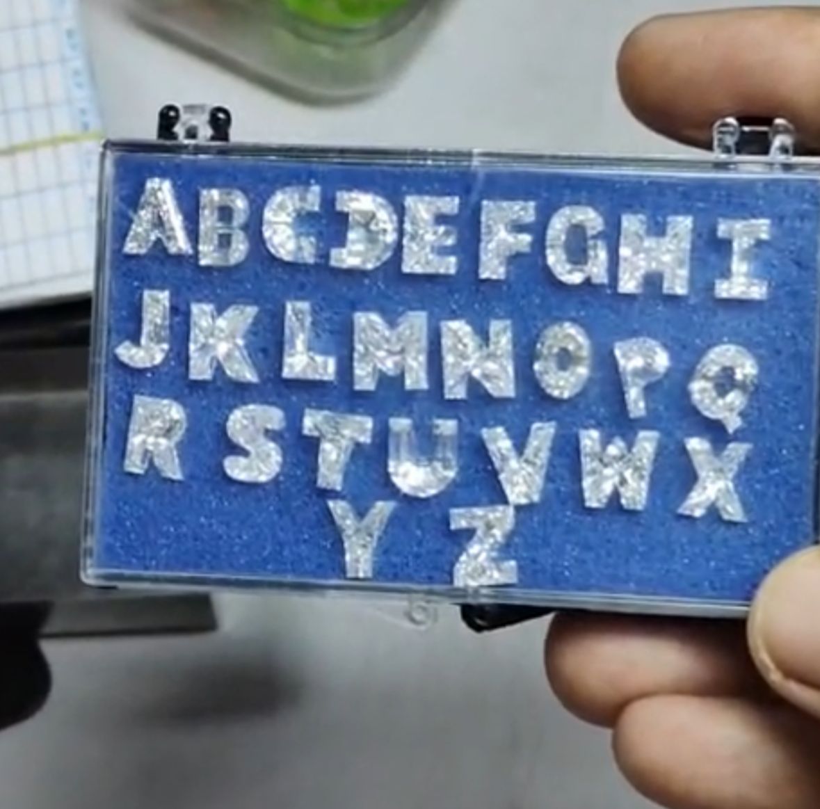 Custom cut diamond alphabet